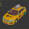 Yellow Taxi Cab With Roof Sign And Side TAXI Lettering
