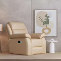 Beige Leather Single Recliner Sofa With Floor Lamp Small Table And Decorative Art