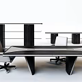 Modern Office Desk With Gray Surface Wooden Legs And Matching Chair