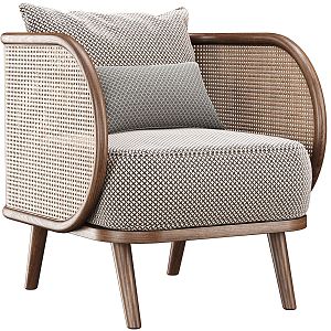 Qui Single Sofa Rattan Woven Leisure Chair 3d model