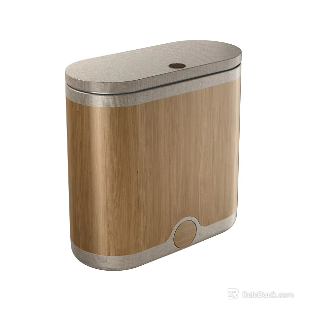 Public Facility Wooden Trash Can With Pedal Operation And Lid Design 3d model 