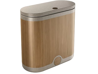 Public Facility Wooden Trash Can With Pedal Operation And Lid Design 3d model
