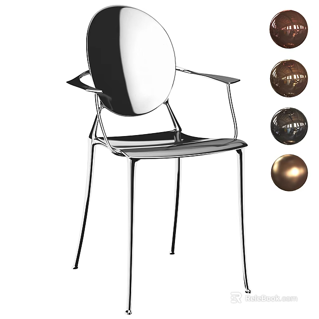 Modern Style Armchair With Sleek Metal Frame And Decorative Accent Balls 3d model 