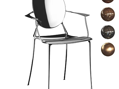 Modern Style Armchair With Sleek Metal Frame And Decorative Accent Balls 3d model
