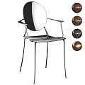 Modern Style Armchair With Sleek Metal Frame And Decorative Accent Balls