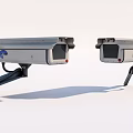 Dual Projection Monitoring Devices With Silver Casing Black Cables And Red Indicator Lights