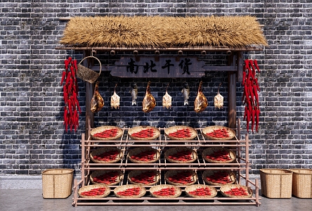 Harvest Festival Meichen Cottage Dried Chili Drying Rack Drying Chili Drying Booth 3d model