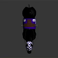 Black Racehorse with Checkered Mask Purple Saddle Pad and Number 3
