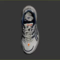 White and Blue Athletic Sneakers with Orange Accents Mesh Upper Sporty Running Design