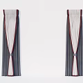 Elegant Pleated Curtains With Gray White Panels And Red Trim For Home Decor