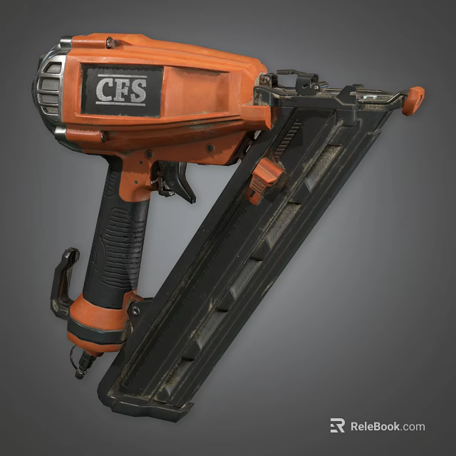 CFS Orange And Black Heavy Duty Nail Gun Professional Power Tool 3d model 