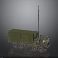 Green Military Communication Truck With Long Antenna Enclosed Cargo And Ladder