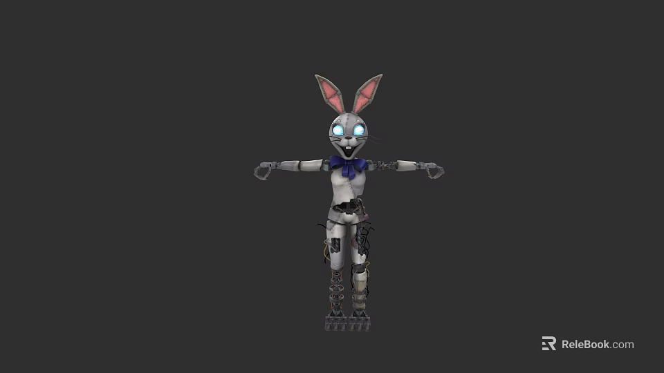 Game And Movie Robot Rabbit Character With Pink Ears Blue Eyes And Mechanical Body 3d model 