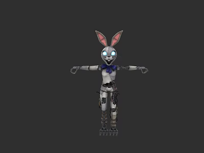 Game And Movie Robot Rabbit Character With Pink Ears Blue Eyes And Mechanical Body 3d model