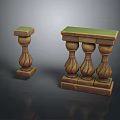 Scenic Architectural Decorative Railings With Carved Columns And Green Tops
