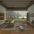 Modern Living Room Interior With Sofa Coffee Table TV Staircase And Window View