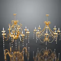 Elegant Golden Crystal Chandelier Lighting Fixture Set For Luxury Decorative Design