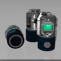 Modern Weapon Control Devices Featuring Silver Blue Design Digital Display And Adjustment Knobs 3d model