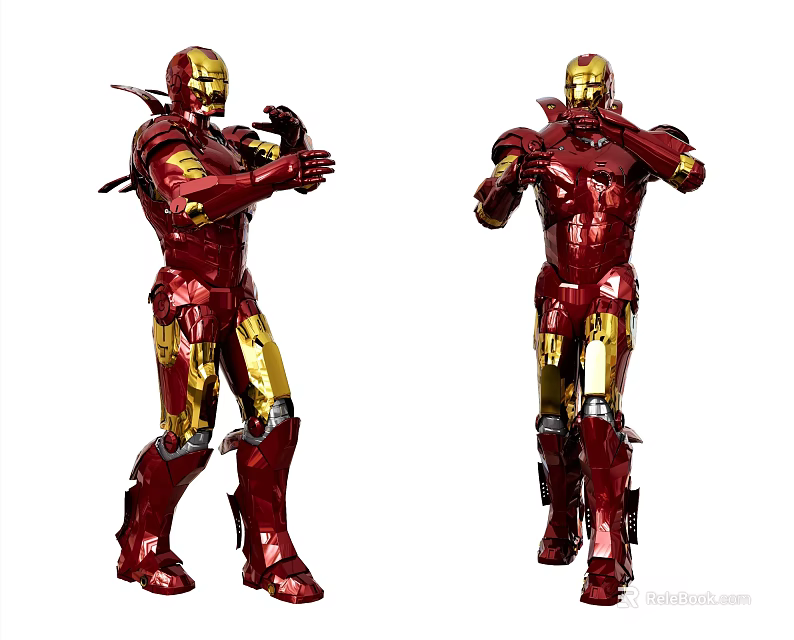 Iron Man Game Movie Character In Red And Gold Armor With Different Poses 3d model 