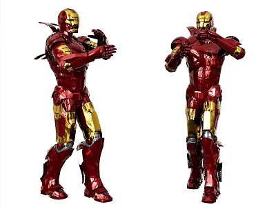 Iron Man Game Movie Character In Red And Gold Armor With Different Poses 3d model