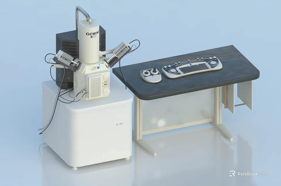 Medical Equipment Setup With White Device Control Panel And Table Components 3d model 