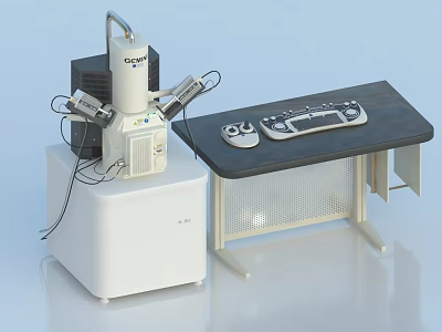 Medical Equipment Setup With White Device Control Panel And Table Components 3d model