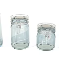 Transparent Glass Jars With Metal Clasp Lids In Various Sizes For Storage
