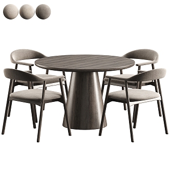 Modern Dining Table and Chair Combination Round Dining Table Dining Chair 3d model