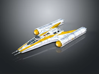 Sleek White And Yellow Passenger Plane With Aerodynamic Wings And Engines 3d model