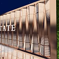 Elegant Real Estate Fence In Night Scene With Reflective Ground And Lush Greenery