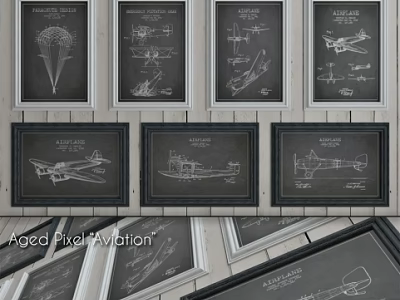 Vintage Aviation Blueprint Posters Framed Aircraft Design Prints For Wall Decor 3d model