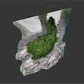 Natural Landscape Model With Green Vegetation Water And Rocky Terrain