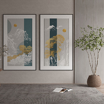 New Chinese Landscape Painting Decorative Painting 3d model