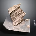 Detailed 3D Rock Model Display With Textured Base Small Stones And Label