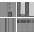 Modern Gray Textured Background Wall Design With Striped And Perforated Panels 3d model