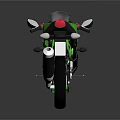 Green Sporty Motorcycle Featuring Black Seat Sleek Design And Shiny Wheels