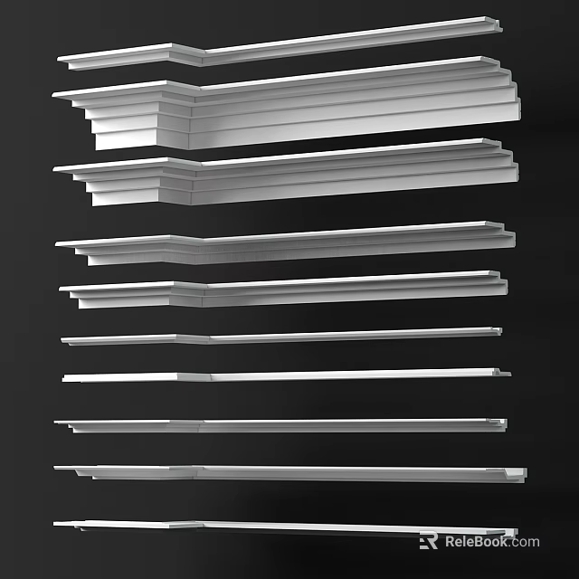 Architectural Decorative Trim Components With Various Profiles And Stacked Design 3d model 