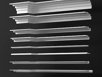 Architectural Decorative Trim Components With Various Profiles And Stacked Design 3d model