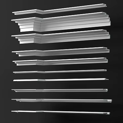 Architectural Decorative Trim Components With Various Profiles And Stacked Design 3d model