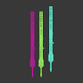Three Stylish Weapons Featuring Silver Finish Yellow Black Patterns And Blue Green Design