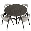 Minimalist Modern Dining Table Set With Wooden Tabletop And Upholstered Chairs