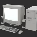 Vintage Desktop Computer Setup With CRT Monitor Case Keyboard Mouse And Speakers