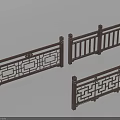 Traditional Chinese Wooden Railings With Intricate Openwork Patterns And Decorative Posts