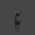 Black Cat Game And Movie Character With Glowing Green Eyes On Green Background