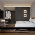 Modern Hotel Guest Room Featuring King Size Bed Floor to Ceiling Windows and Bathroom