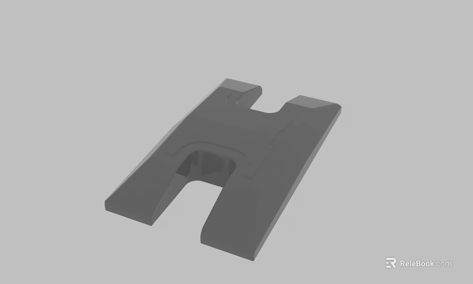 Gray 3D Industrial Part Model With Central Groove And Block Structure Design 3d model 