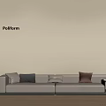 Modern Gray Sectional Sofa With Colorful Cushions Beige Wall Poliform Side Table 3d model