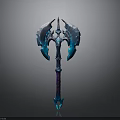 Ornate Crystal Battle Axe With Blue Purple Design And Icy Edge Weapon