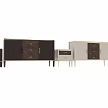 Elegant Modern Chest of Drawers with Wooden Panels Metal Handles and Decorative Legs
