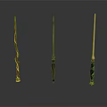 Decorative Magic Wands Set of Three With Unique Designs And Colored Handles